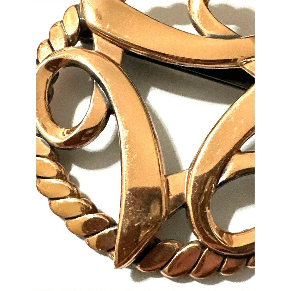 Vintage Copper Brooch Abstract Celtic Trinity Swirl Mid Century Modern MCM 2.25